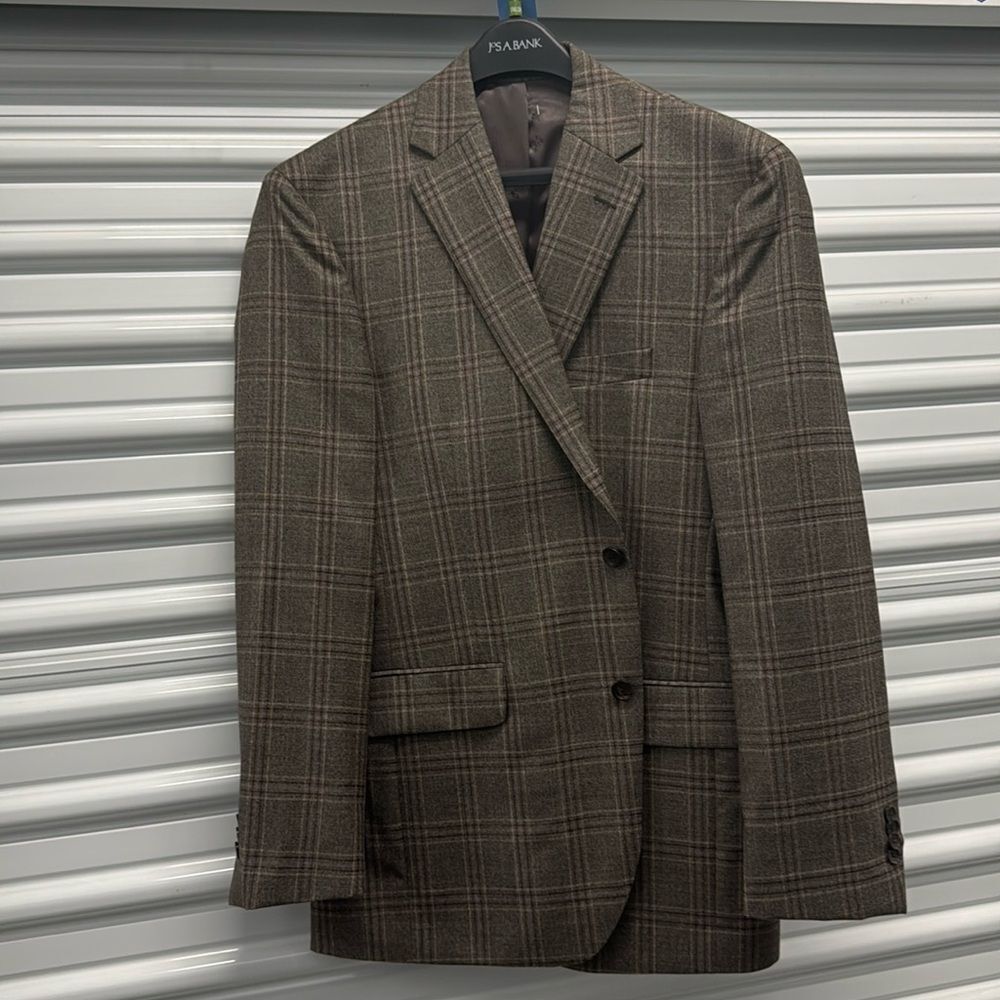 Jos A Bank Mens Size 40R Blazer Madras Patchwork Brown Plaid  Sport Coat Jacket